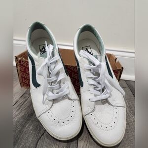 Vans Sk8-Low Leather White and Green Sneakers Men-10